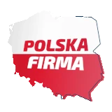 Polska firma przewozowa — kontur Polski w barwach biało-czerwonych z napisem Polska Firma